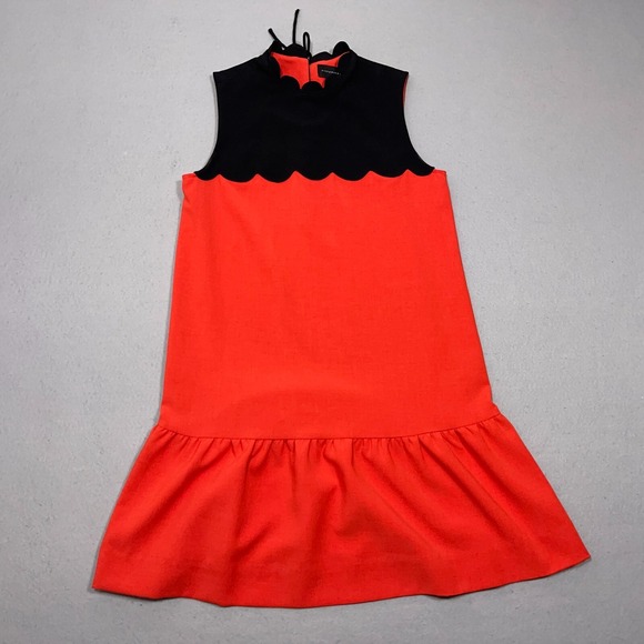 Victoria Beckham Dress Women Small Orange and Black Sealth Sleeveless Drop Waist - Picture 1 of 10